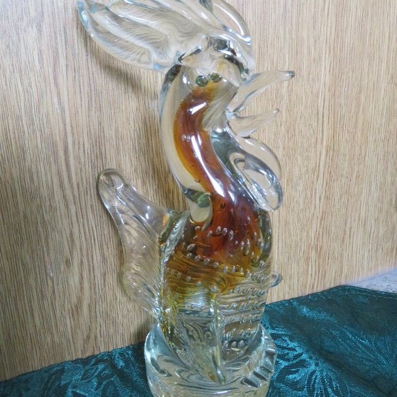 Blown Glass ROOSTER Figurine 8.25" High Heavy (192C) - Picture 2 of 5